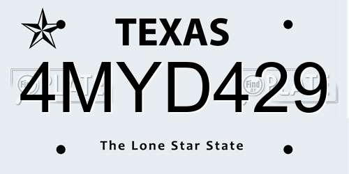 4MYD429 Texas License Plate