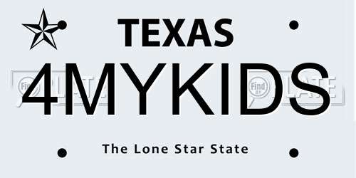 4MYKIDS Texas License Plate
