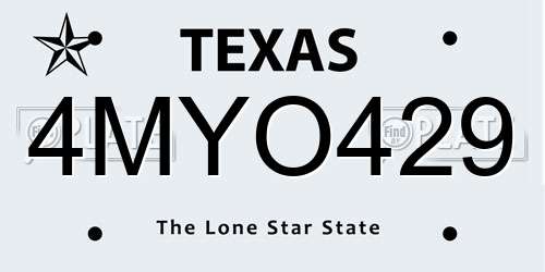 4MYO429 Texas License Plate
