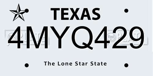 4MYQ429 Texas License Plate