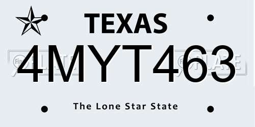 4MYT463 Texas License Plate