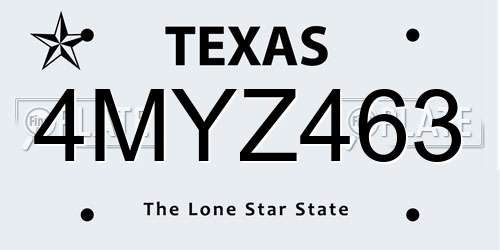4MYZ463 Texas License Plate