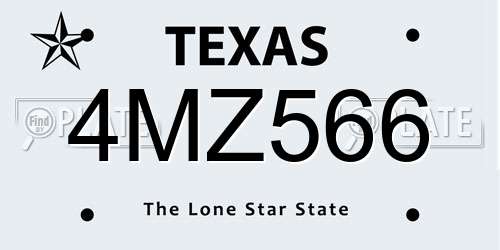 4MZ566 Texas License Plate