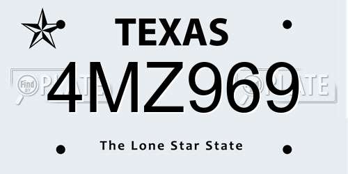4MZ969 Texas License Plate