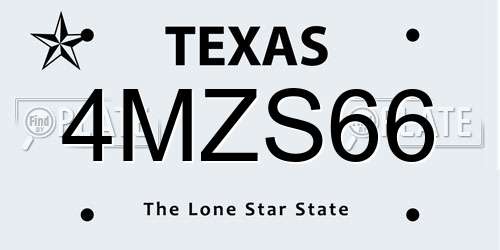 4MZS66 Texas License Plate
