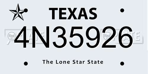 4N35926 Texas License Plate