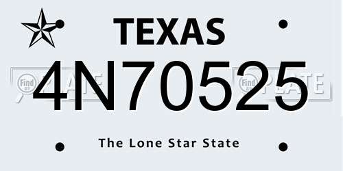 4N70525 Texas License Plate
