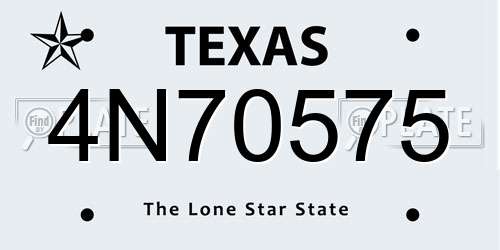 4N70575 Texas License Plate