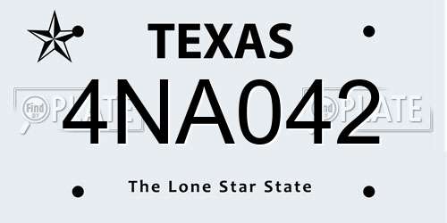 4NA042 Texas License Plate