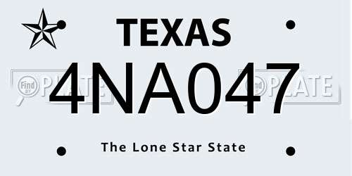 4NA047 Texas License Plate