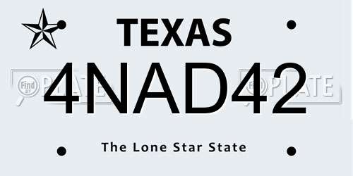 4NAD42 Texas License Plate