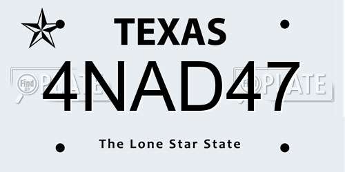 4NAD47 Texas License Plate