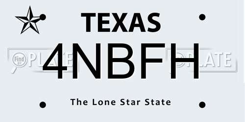4NBFH Texas License Plate