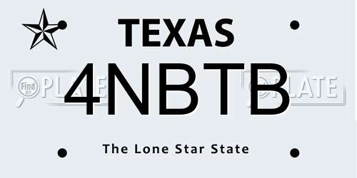 4NBTB Texas License Plate