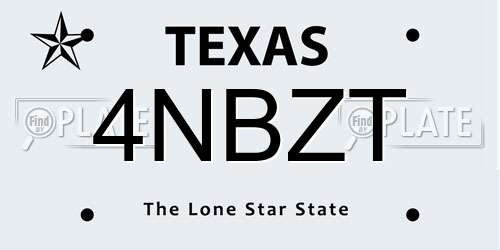 4NBZT Texas License Plate