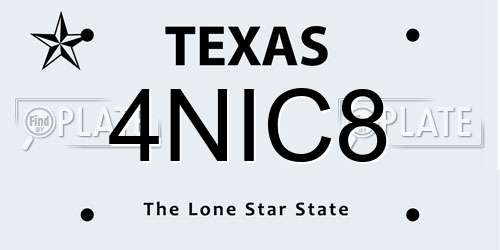 4NIC8 Texas License Plate