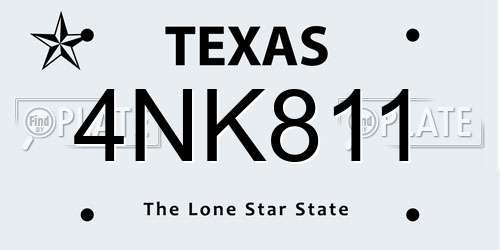 4NK811 Texas License Plate