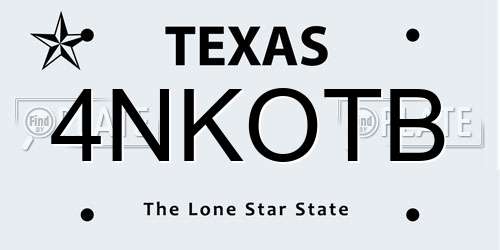 4NKOTB Texas License Plate