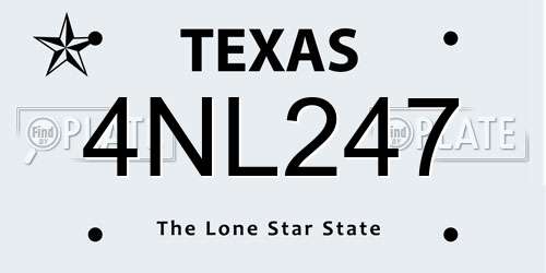 4NL247 Texas License Plate