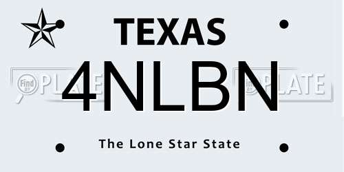 4NLBN Texas License Plate