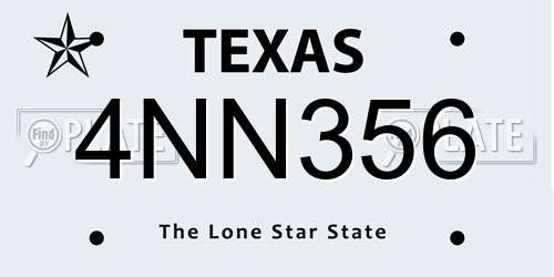 4NN356 Texas License Plate