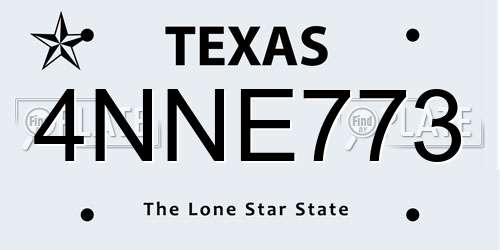 4NNE773 Texas License Plate