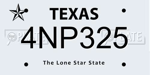 4NP325 Texas License Plate