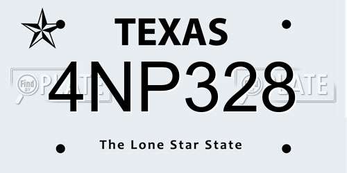 4NP328 Texas License Plate