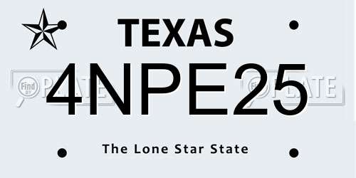 4NPE25 Texas License Plate