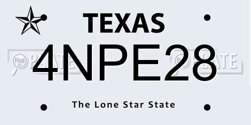 4NPE28 Texas License Plate