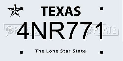 4NR771 Texas License Plate