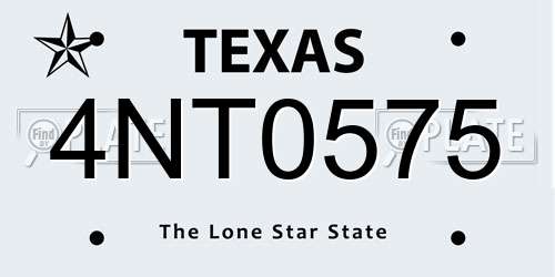 4NT0575 Texas License Plate