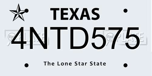 4NTD575 Texas License Plate