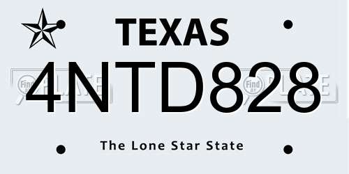 4NTD828 Texas License Plate