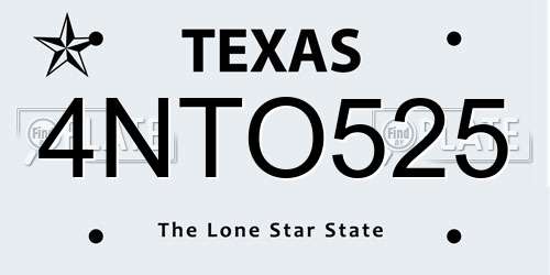 4NTO525 Texas License Plate