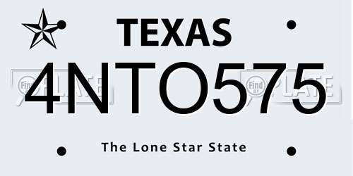 4NTO575 Texas License Plate