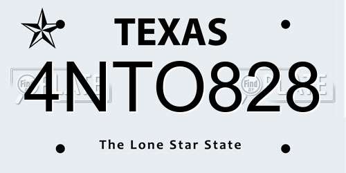 4NTO828 Texas License Plate