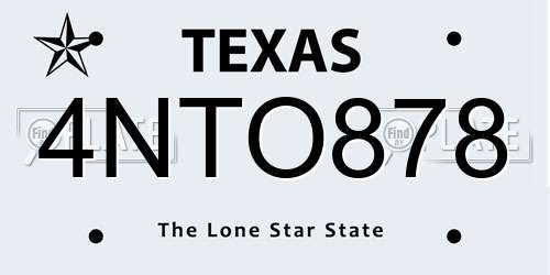 4NTO878 Texas License Plate