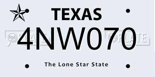 4NW070 Texas License Plate