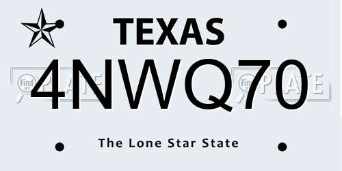 4NWQ70 Texas License Plate