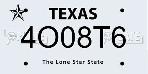 4O08T6 Texas License Plate