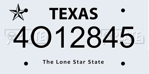 4O12845 Texas License Plate