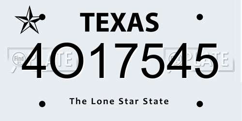 4O17545 Texas License Plate