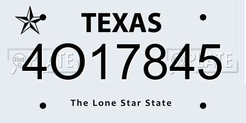 4O17845 Texas License Plate