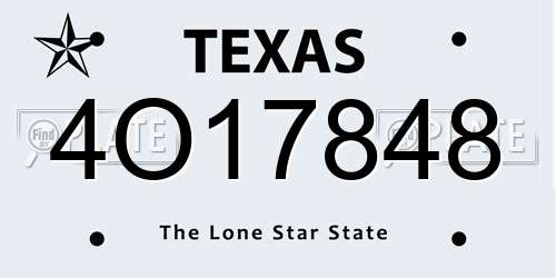 4O17848 Texas License Plate