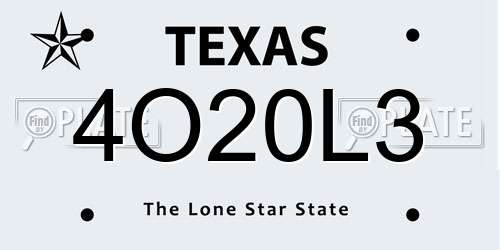 4O20L3 Texas License Plate