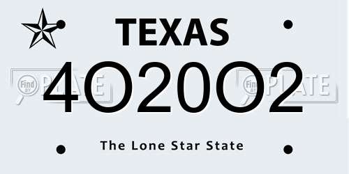 4O20O2 Texas License Plate