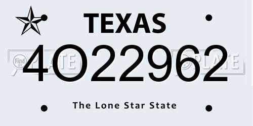 4O22962 Texas License Plate