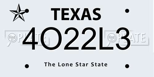 4O22L3 Texas License Plate