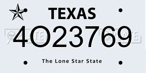 4O23769 Texas License Plate